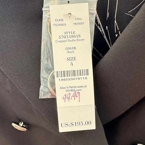 White House Black Market Black Blazer with Silver Buttons - Picture 2 of 4